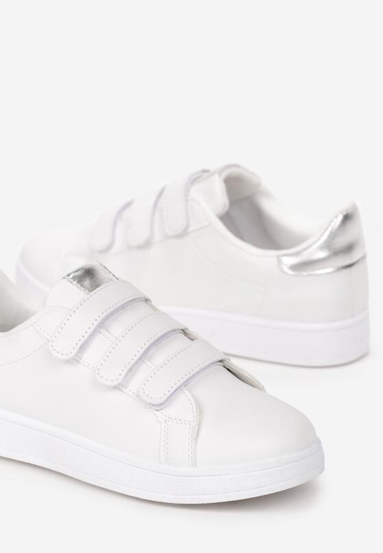 Biało-Srebrne Sneakersy Zapinane na Rzepy Fuve 5