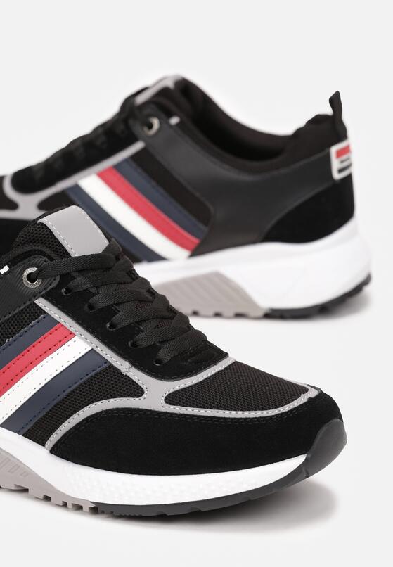 Czarne Sznurowane Buty Sportowe z Naszywkami Refu 3