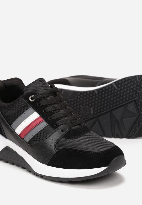Czarne Buty Sportowe ze Sznurowaniem i Dekoracyjnymi Wstawkami Hanu 3