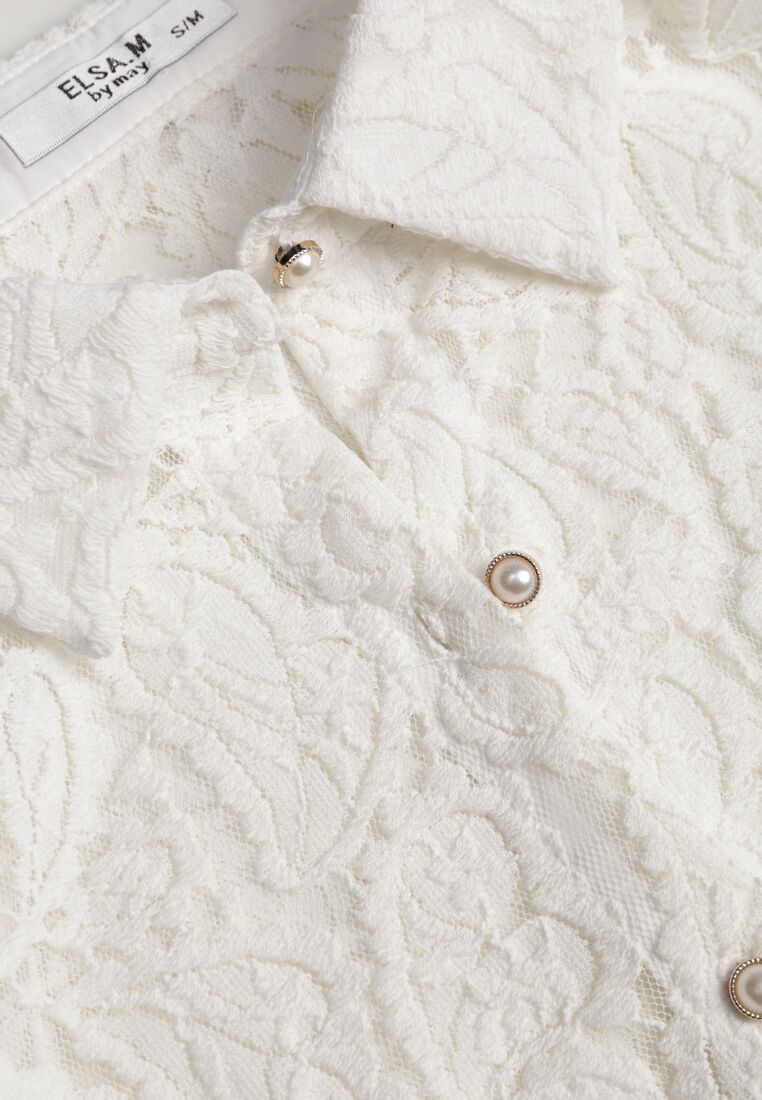 Biała Koronkowa Koszula Zapinana Analeta 8