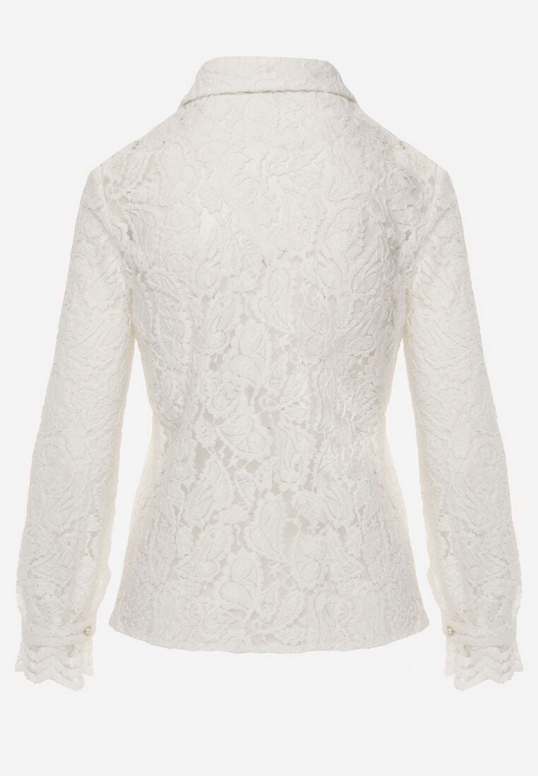 Biała Koronkowa Koszula Zapinana Analeta 7