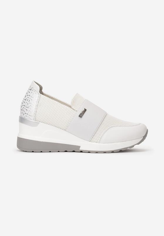 Białe Sneakersy na Koturnie z Elastycznym Paskiem i Skórzaną Wkładką Eirianal 3