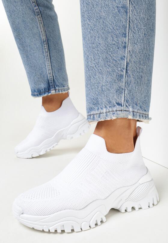 Białe Buty Sportowe na Grubej Podeszwie z Elastyczną Cholewką Kerlyn 2