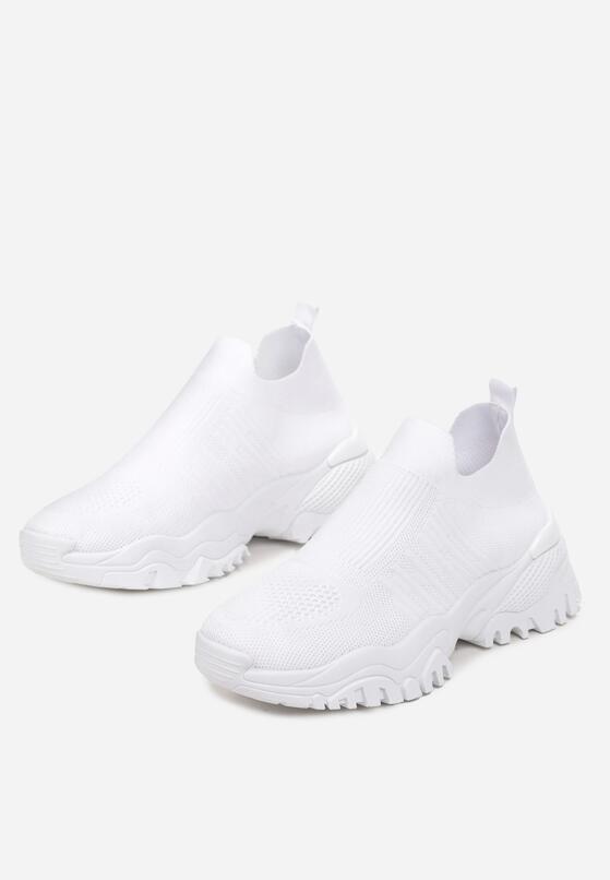 Białe Buty Sportowe na Grubej Podeszwie z Elastyczną Cholewką Kerlyn 4