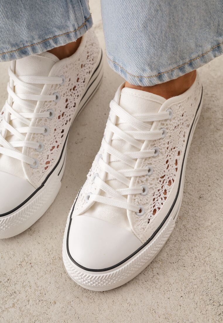 Białe Ażurowe Trampki Przed Kostkę Russi 3