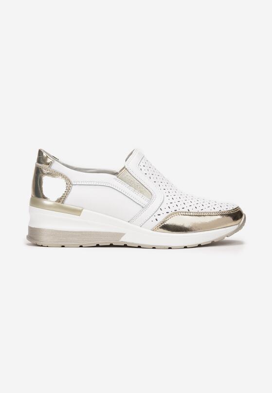 Pantofi casual Alb cu auriu 3