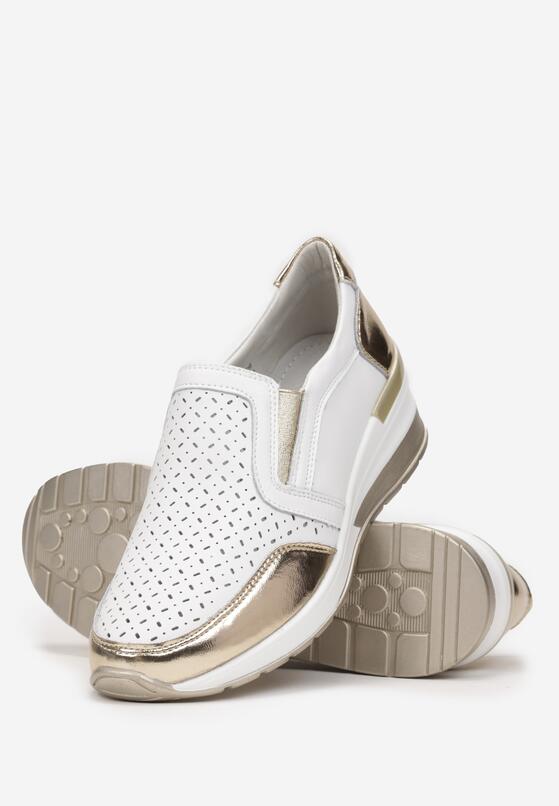 Pantofi casual Alb cu auriu 4