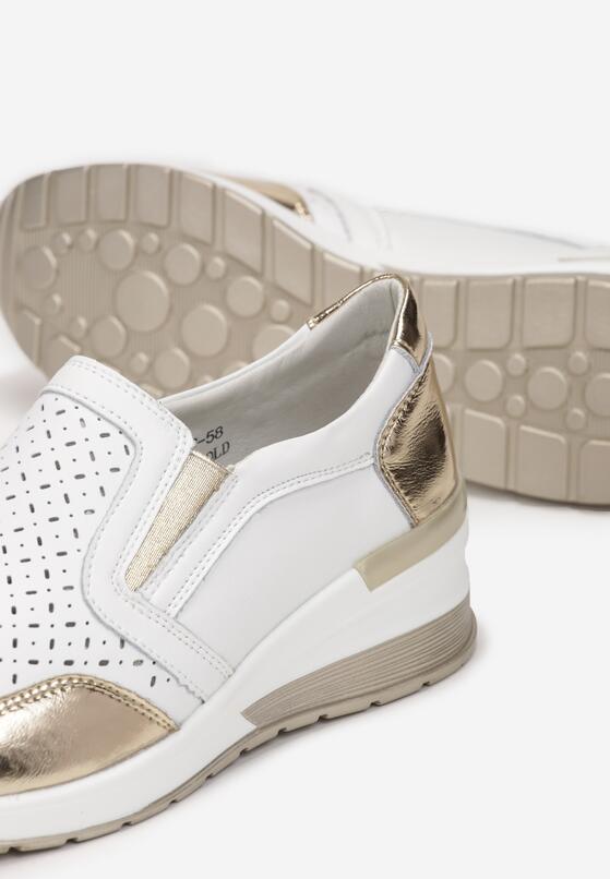 Pantofi casual Alb cu auriu 5