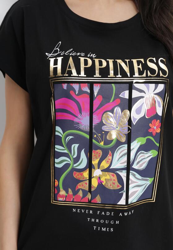 Czarny T-shirt Bawełniany z Nadrukiem Fedia 5