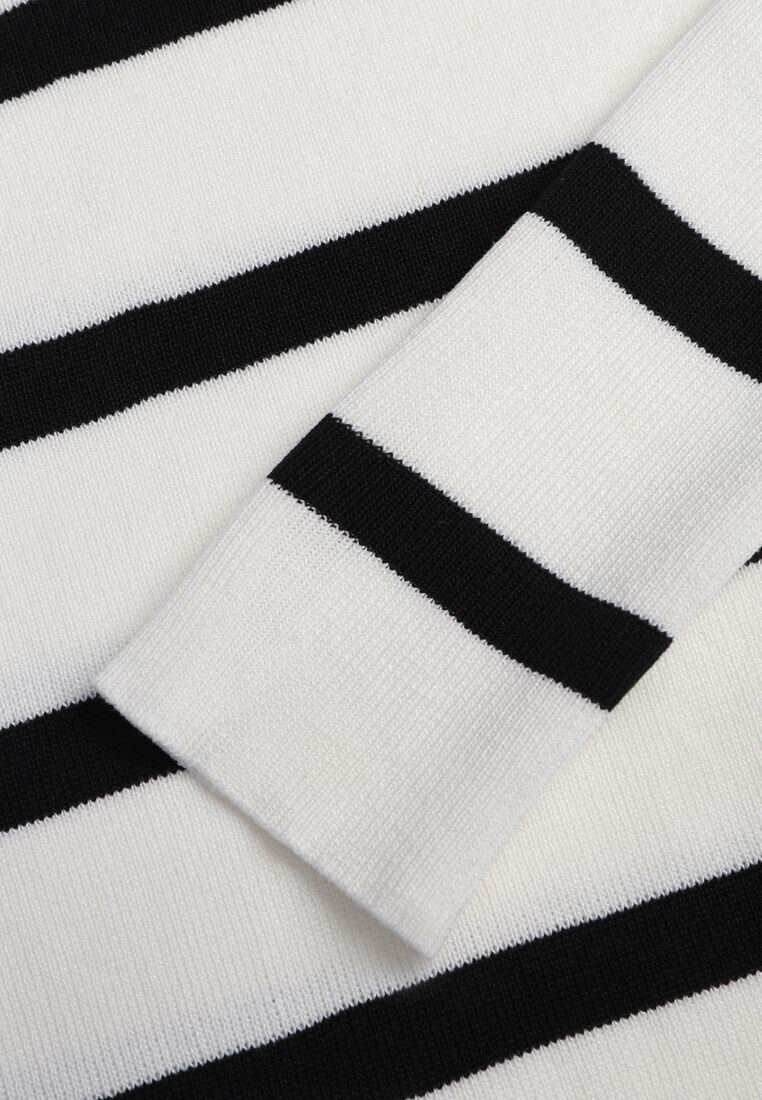 Biały Sweter Oversize w Paski z Rękawami Nietoperz Caelania 8