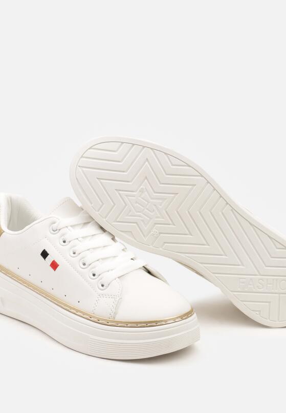 Biało-Beżowe Sneakersy na Grubej Podeszwie z Przeszyciami Zanas 6