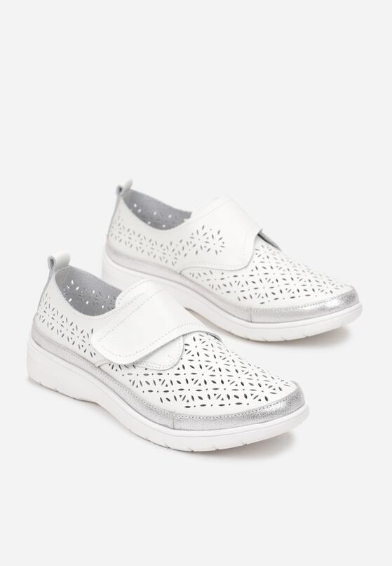 Pantofi casual Alb cu argintiu 4