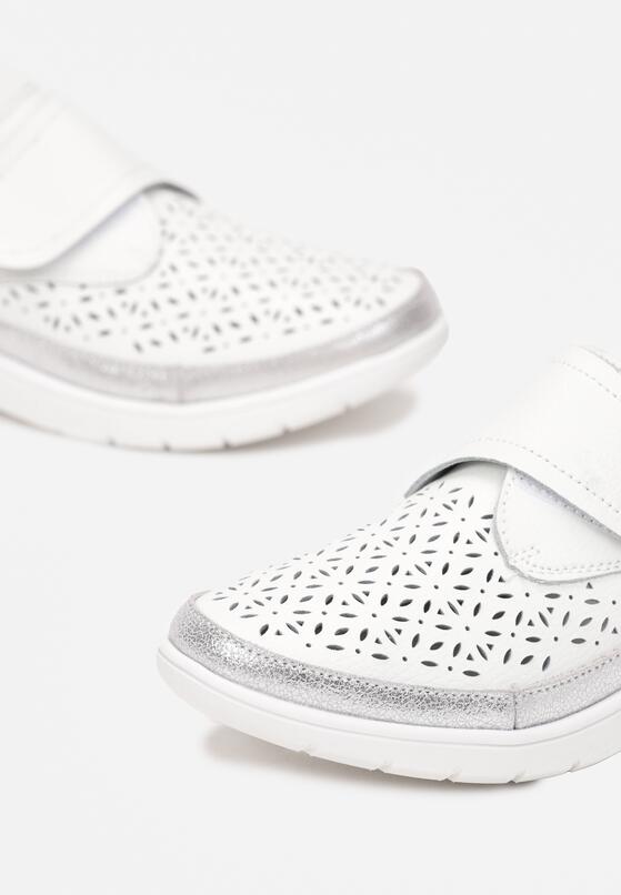 Pantofi casual Alb cu argintiu 5