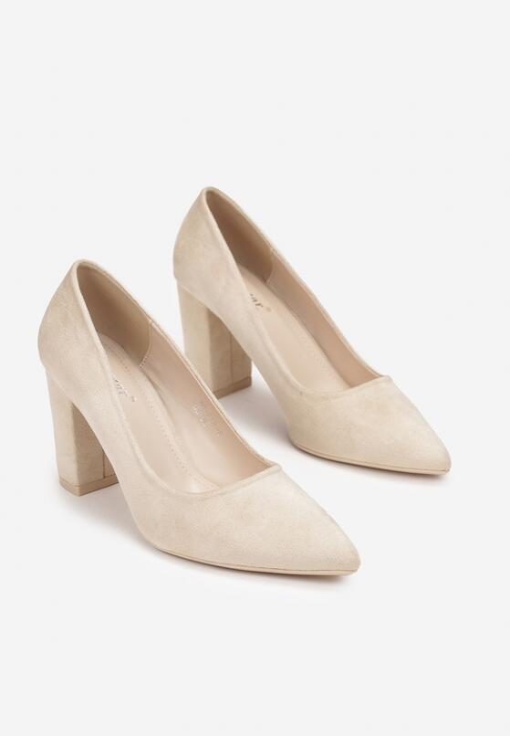 Beżowe Wsuwane Czółenka na Wysokim Słupku Maryka 4