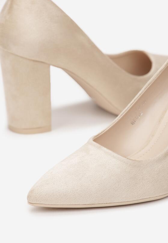 Beżowe Wsuwane Czółenka na Wysokim Słupku Maryka 5