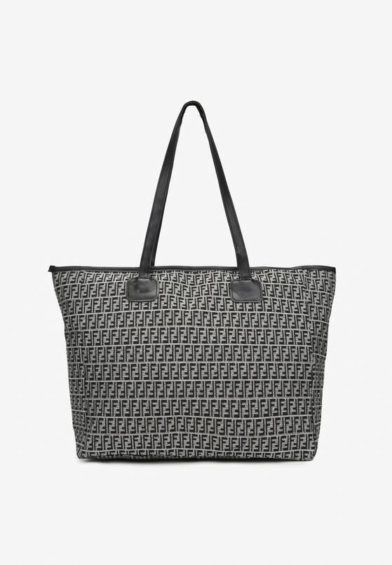 Czarna Bawełniana Torebka Shopper Bag z Długimi Rączkami i Suwakiem Banera 1