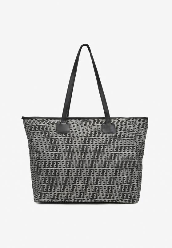 Czarna Bawełniana Torebka Shopper Bag z Długimi Rączkami i Suwakiem Banera 2