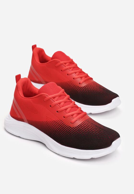 Czarno-Czerwone Sznurowane Buty Sportowe na Płaskiej Podeszwie z Cholewką przed Kostkę Chavia 2