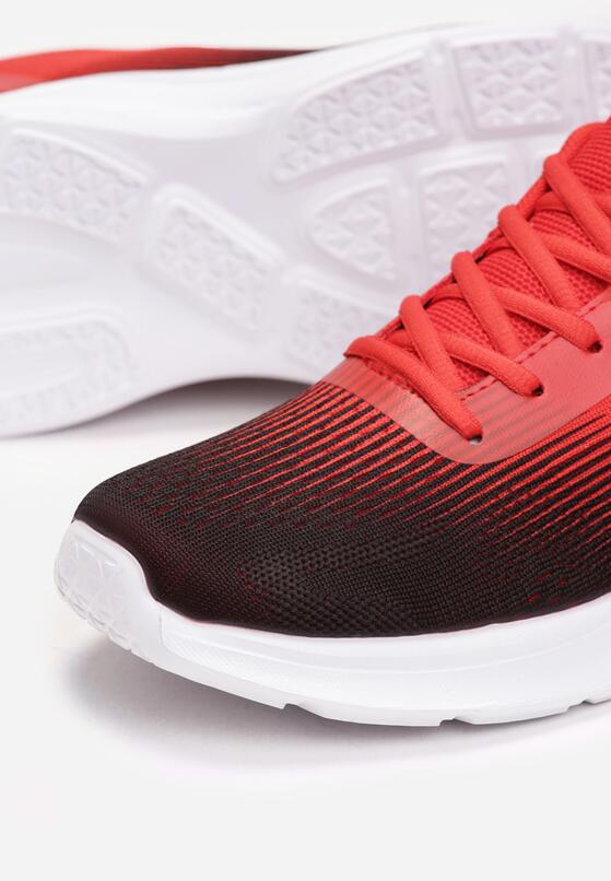 Czarno-Czerwone Sznurowane Buty Sportowe na Płaskiej Podeszwie z Cholewką przed Kostkę Chavia 3