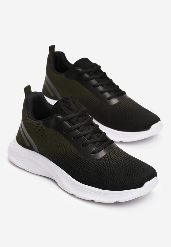 Czarno-Zielone Sznurowane Buty Sportowe na Płaskiej Podeszwie z Cholewką przed Kostkę Chavia 2