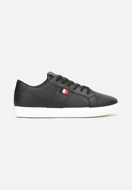 Czarne Buty Sportowe na Płaskiej Podeszwie ze Sznurowaniem i Okrągłym Noskiem Caseymid 1