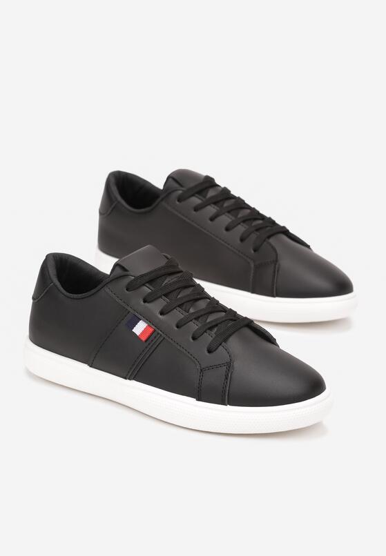 Czarne Buty Sportowe na Płaskiej Podeszwie ze Sznurowaniem i Okrągłym Noskiem Caseymid 2