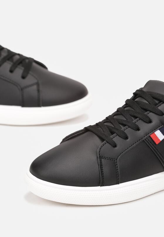 Czarne Buty Sportowe na Płaskiej Podeszwie ze Sznurowaniem i Okrągłym Noskiem Caseymid 3