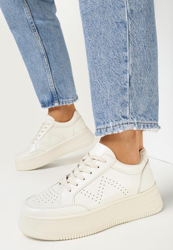 Beżowe Sneakersy na Platformie Agnenia 2