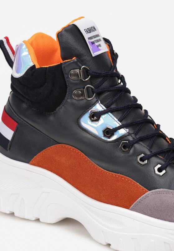 Niebieskie Sznurowane Sneakersy za Kostkę na Masywnej Podeszwie  Jailina 5