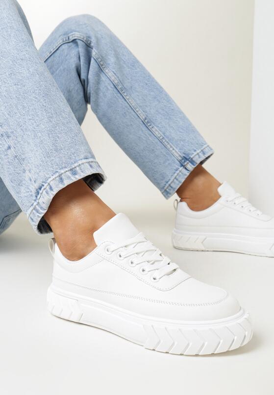Białe Sneakersy na Platformie z Łańcuszkiem Jaolisa 1