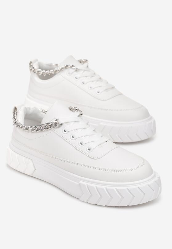 Białe Sneakersy na Platformie z Łańcuszkiem Jaolisa 4