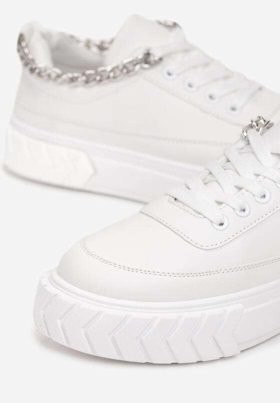 Białe Sneakersy na Platformie z Łańcuszkiem Jaolisa 5