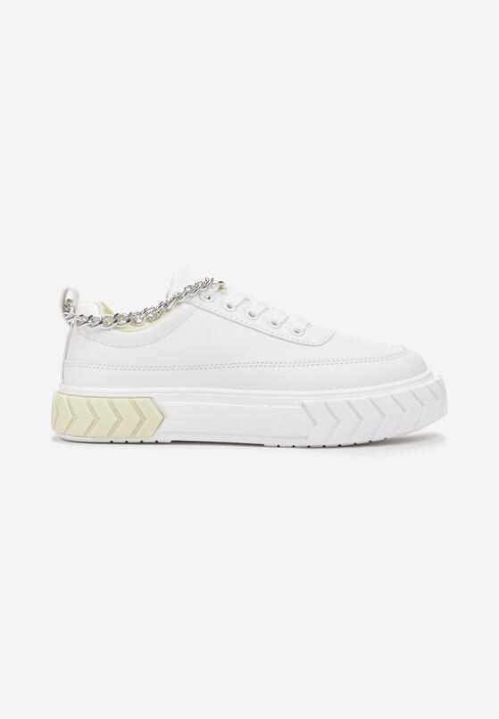 Biało-Żółte Sneakersy na Platformie z Łańcuszkiem Jaolisa 3