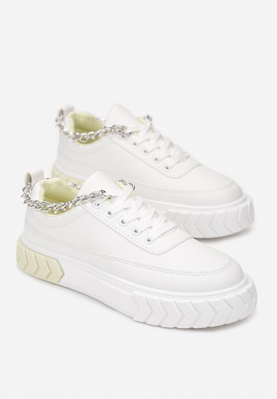 Biało-Żółte Sneakersy na Platformie z Łańcuszkiem Jaolisa 4