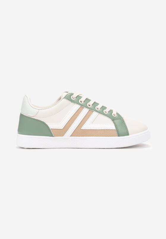 Beżowo-Zielone Sneakersy Sznurowane Baronsa 3