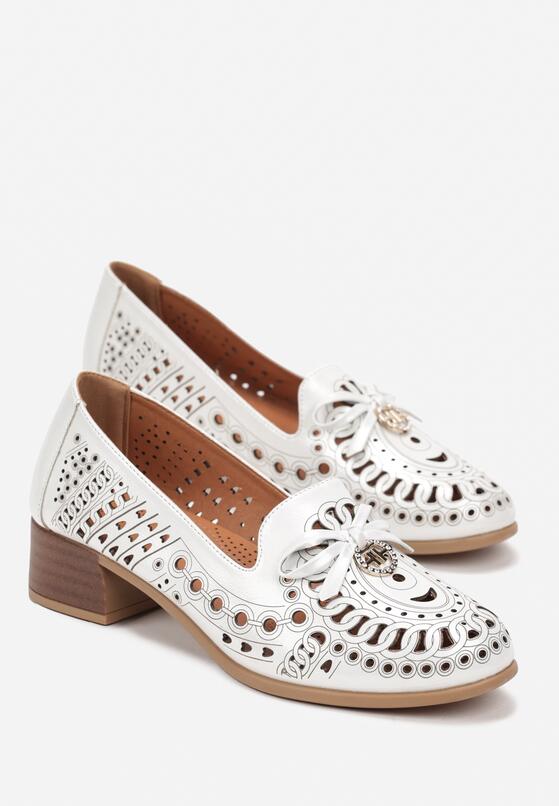 Pantofi cu toc Albi 4