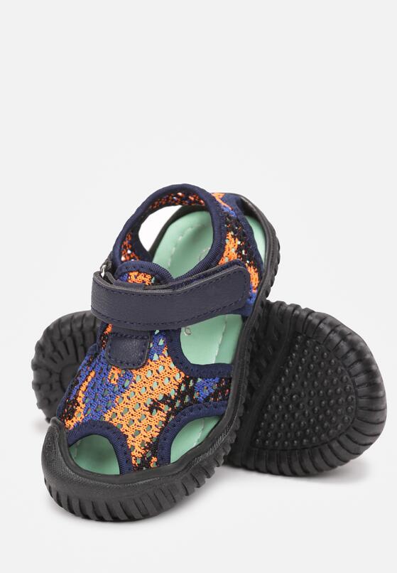 Pomarańczowe Sandały na Płaskiej Podeszwie z Rzepem Juwesa 3