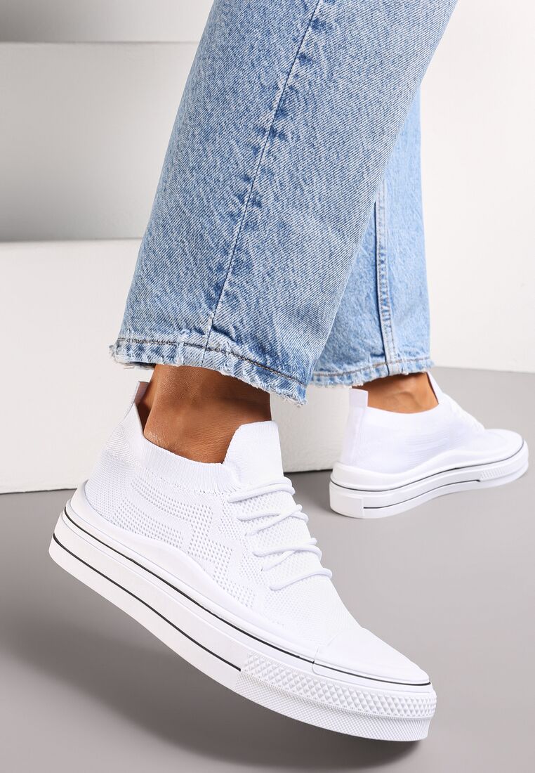 Białe Trampki z Elastyczną Cholewką z Perforacją Ellivia 2
