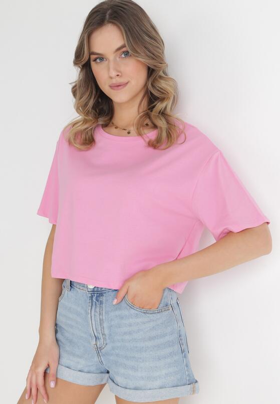 Różowy Krótki T-shirt Oversize Lilu