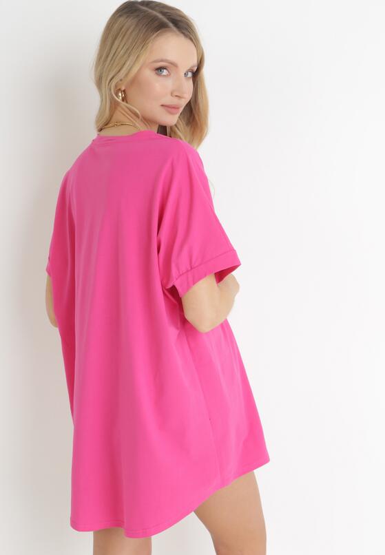 Różowy T-shirt Bawełniany w Cyrkonie Mariell 3