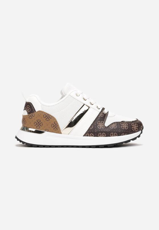 Białe Sznurowane Sneakersy przed Kostkę z Modnym Wzorem Helephne 3