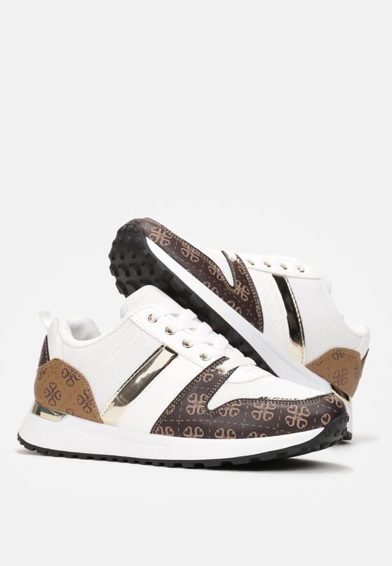 Białe Sznurowane Sneakersy przed Kostkę z Modnym Wzorem Helephne 4