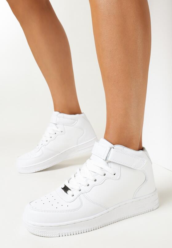 Białe Sneakersy z Cholewką za Kostkę i Rzepem Acatasia 2