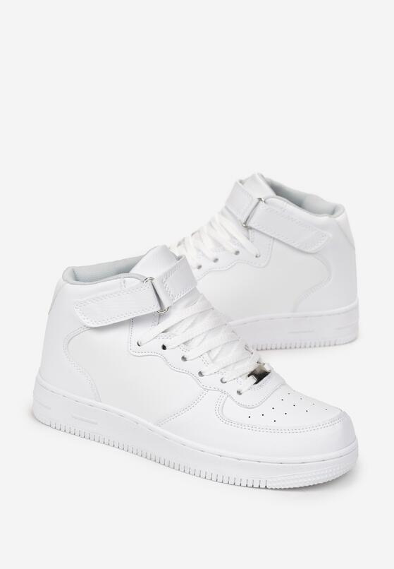 Białe Sneakersy z Cholewką za Kostkę i Rzepem Acatasia 4