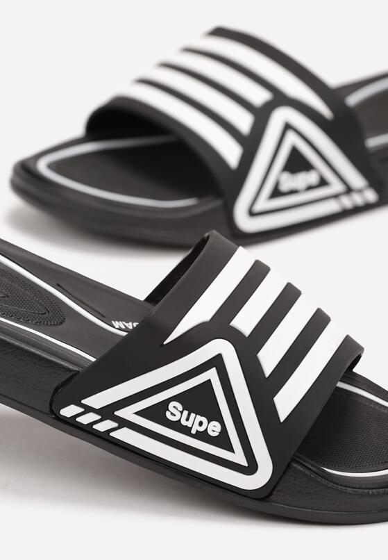 Czarne Piankowe Klapki z Szerokim Ozdobnym Paskiem Hypacia 3