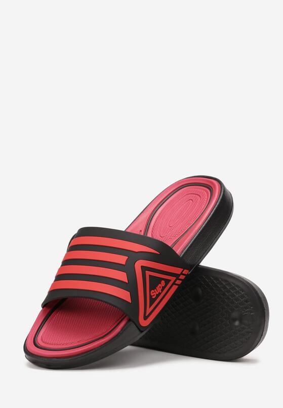 Czerwone Piankowe Klapki z Szerokim Ozdobnym Paskiem Hypacia 2