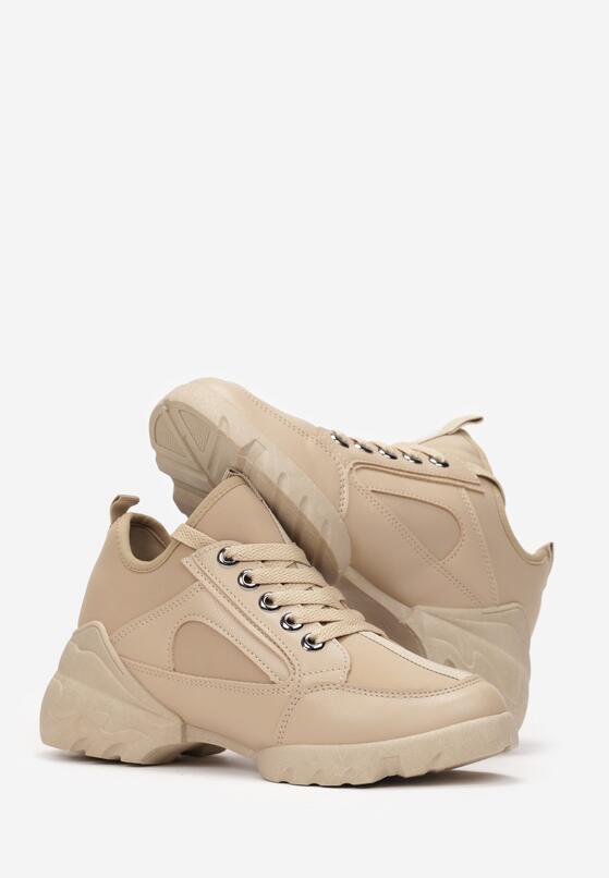 Ciemnobeżowe Wsuwane Sneakersy na Grubej Podeszwie z Wycięciami Jolyne 4