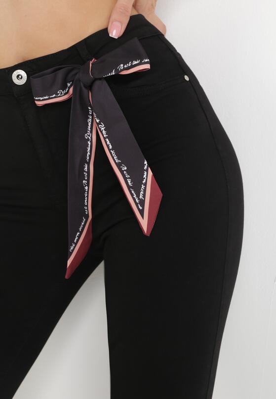 Czarne Spodnie Skinny z Wysokim Stanem i Kokardką przy Pasie Diorene 5