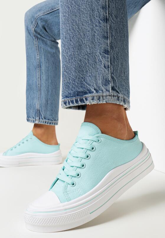 Jasnozielone Trampki na Platformie Hasoda 1