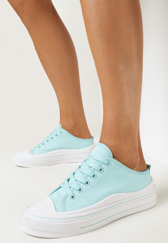 Jasnozielone Trampki na Platformie Hasoda 2